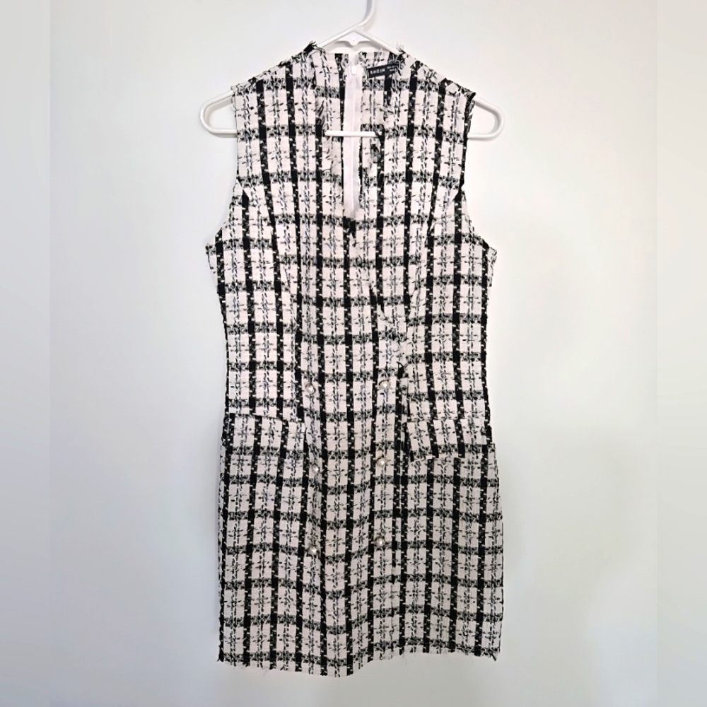 SHEIN Black and White Plaid Dress